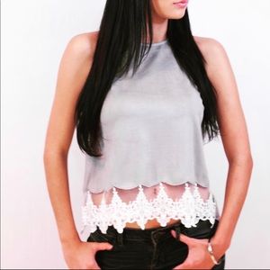 Suede Lace Detail Halter Top